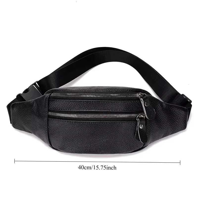 Real Leather Waist Bag Top Layer Cowhide Mens Multifunctional Crossbody Bag Sports Fi Phe Bag Y250724