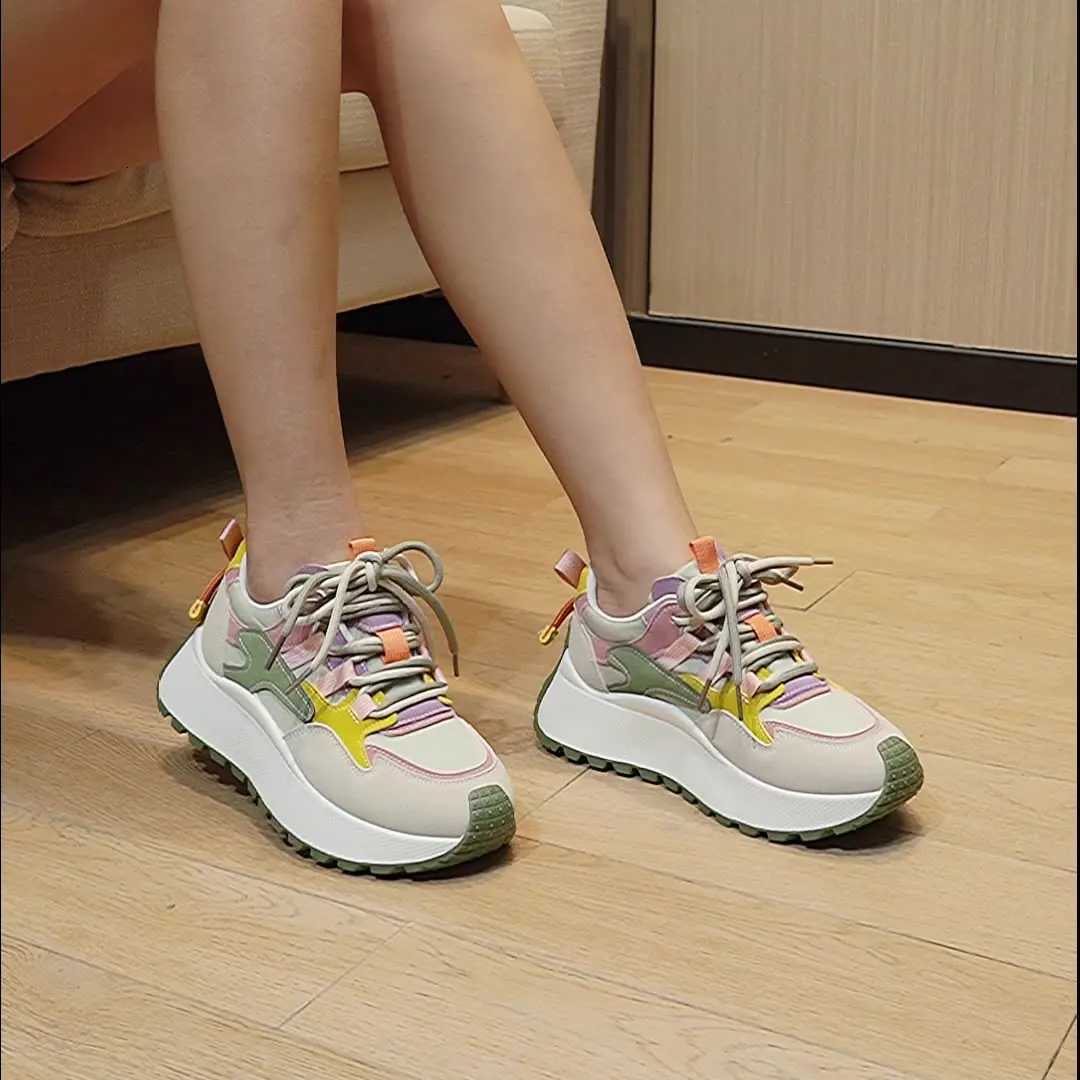 2025 Womens Sneakers Summer Running Sports Thick Bottom Height Increasing Breathable Casual Shoes Womens Shoes XJ250725