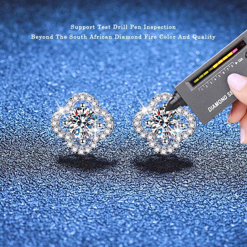 925 Sterling Silver Moissanite Flower Hollow Earrings Luxurious Fine Jewelry Womens Elegant High Quality Earrings Gift