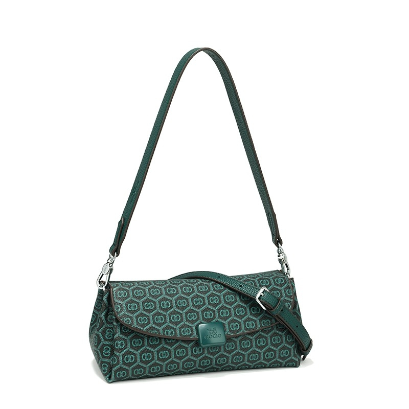 COCIO designer shoulder bag new green underarm bag simple versatile spring and summer vintage Embroidery women's bag