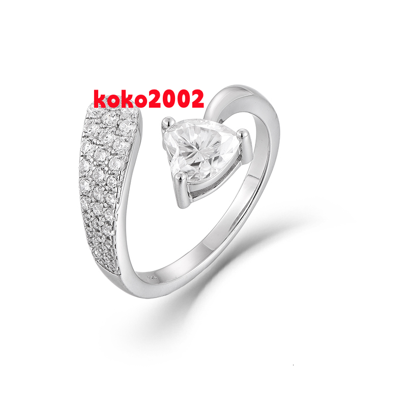 Moissanite Ring Diamond Vvs Ring Womens Fashionable and Simple Open Ring with Heart-shaped Moissanite Inlay Customization