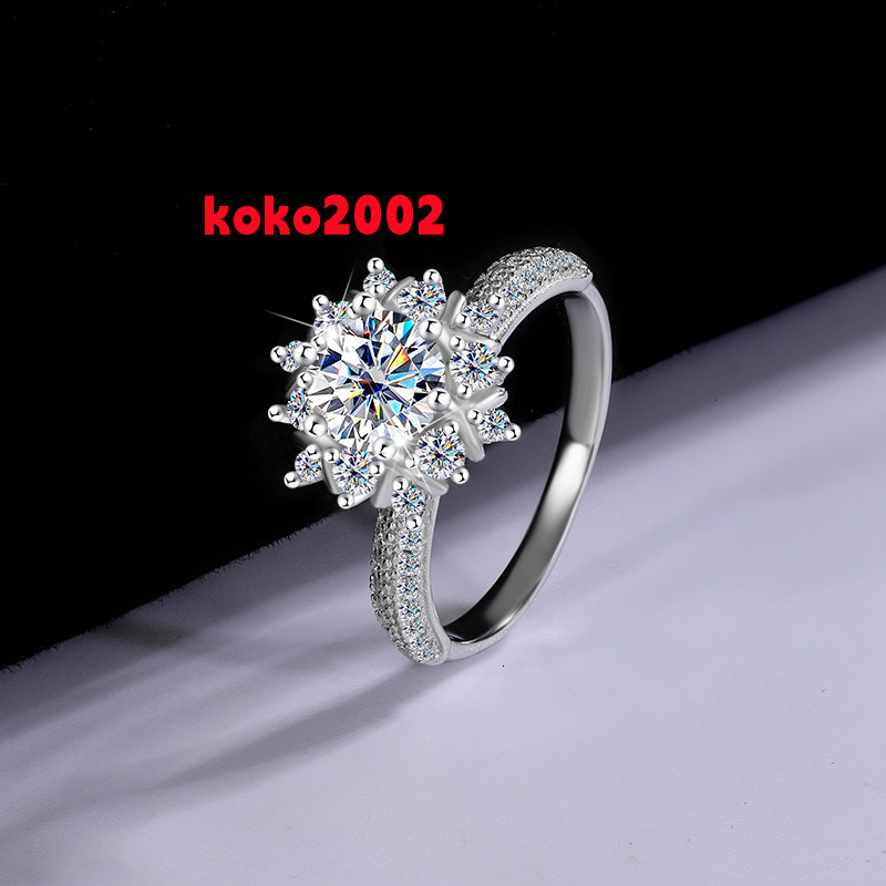 Factory Wholesale D Color VVS Moissanite Rings 925 Sterling Silver Round Diamond Fun Flower Shape for Women Wedding Fine Jewelry