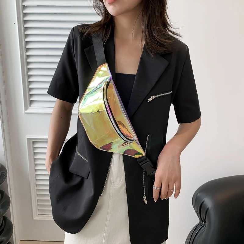 Waist Bag Personality Dazzling Laser Fanny Pack Waterproof Fi Holographic Crossbody Bag Pocket Closure Coin Purse Y250724