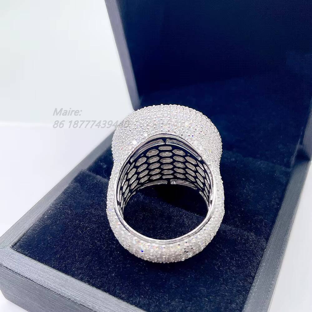 Luxury Style Custom Jewelry Silver 10k 14k 18k Vvs Moissanite Diamond Ring Men Diamond Ring Pass Diamond test Hip Hop Ring