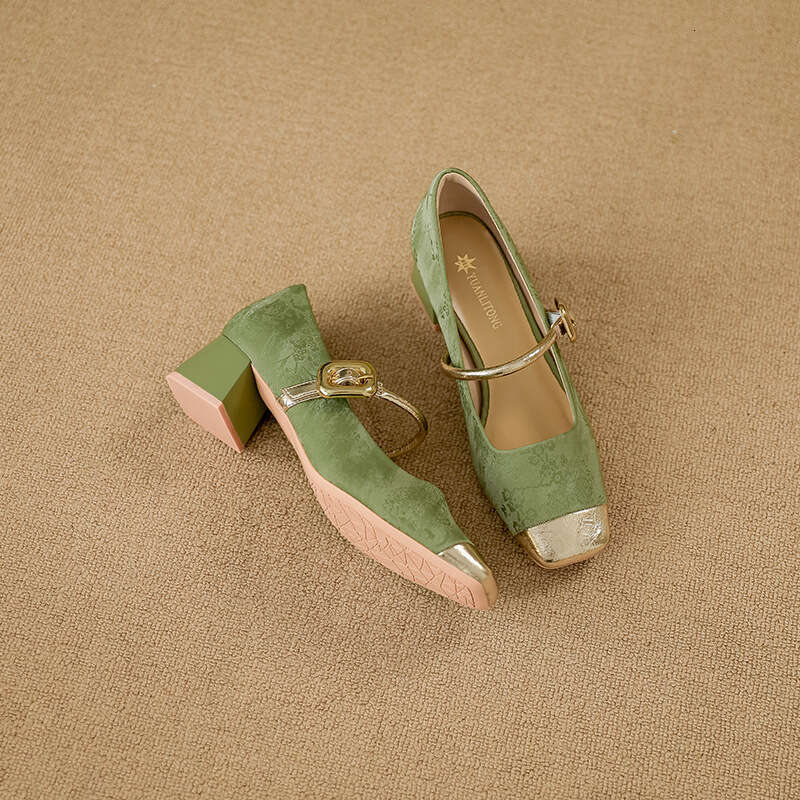 Yuanlitong Women's Fashion Single 2025 New National Style Mary Jane Shoes Women, High-End Sheepskin High Heels for Outdoor Wear