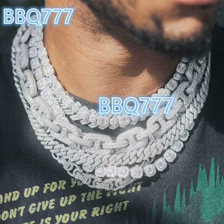 Hip Hop Custom Rapper Style Heavy Chain for Men Vvs Moissanite Necklace Gold 925 Sterling Silver Moissanite Cuban Link Chain