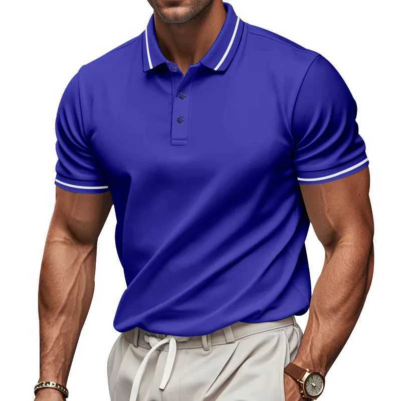 2025 Summer Mens Polo Shirt Pure Color Buttoned Mesh T-Shirt Casual Quick-Drying Turn-Down Collar Short-Sleeved Shirt Men Tops XJ250725