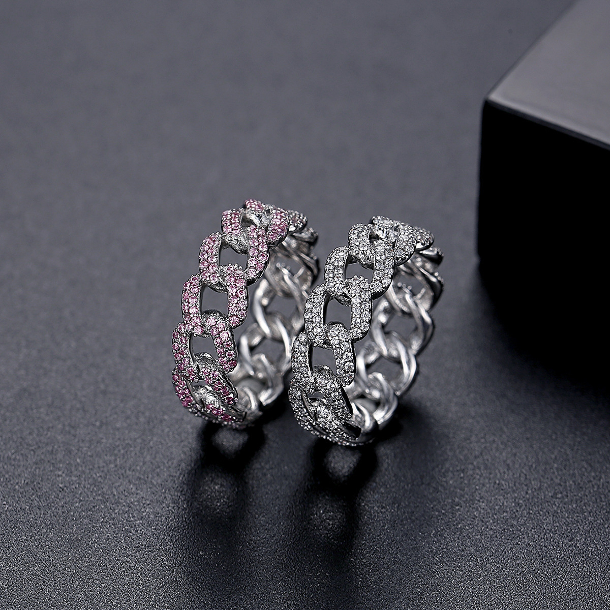 Jinse New Cuban Chain Design Commuter Designer Luxury Jewelry Jewelry Versatile Simple Hip-hop Unisex Ring Korean Fashion Jewelry