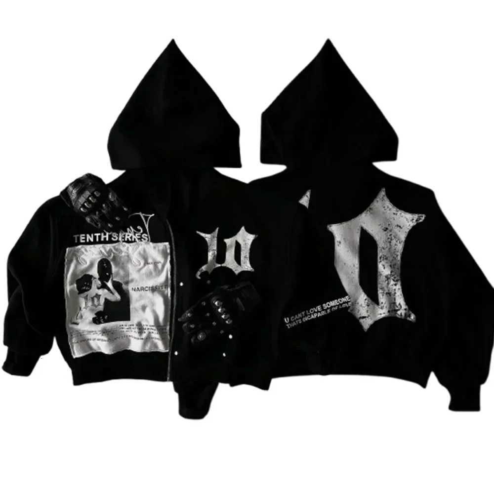 American Retro Zipper Hoodies Y2K Clothes Mens Womens Harajuku Hip Hop Cartoon Graphics Oversized Hoodies Sweatshirts Jackets X250725 L251018AJ1Y