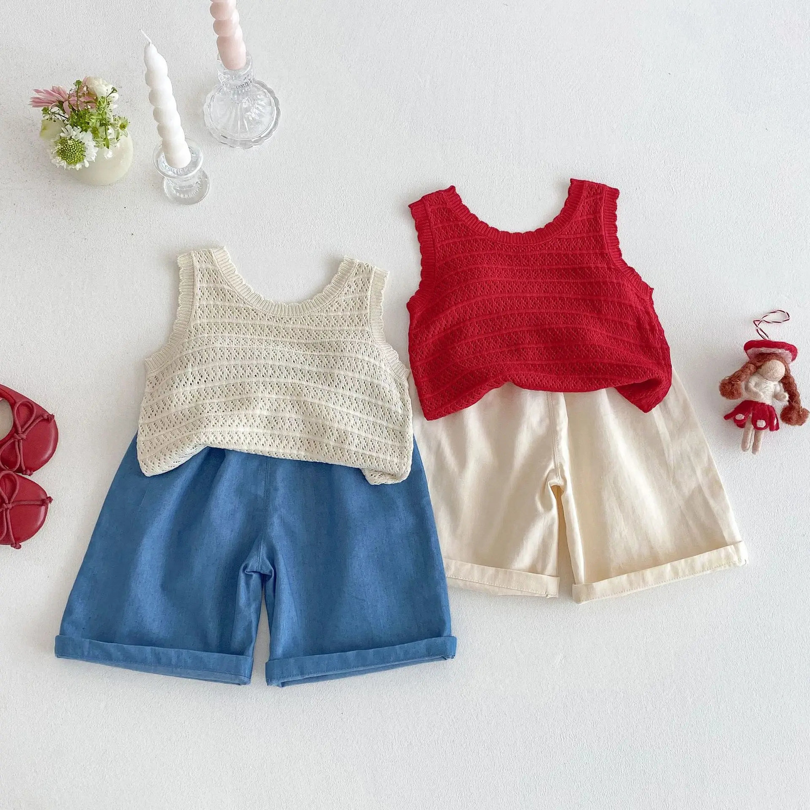 Summer Kids Clothing Set Strawberry Vest And Wide Leg Pants 2 Pcs Girls Suit Clothes Suit 250725