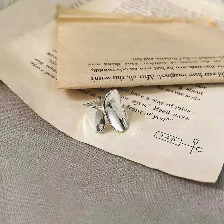 925 sterling silver ring for women simple retro handmade adjustable finger shiny ring fashionable band for women Bijoux gift W250417