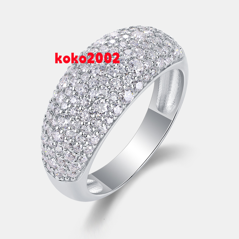 Luxury Fine Jewelry S925 Sterling Silver Pave Setting Dome Design Moissanite Ring for Women Engagement Wedding Ring