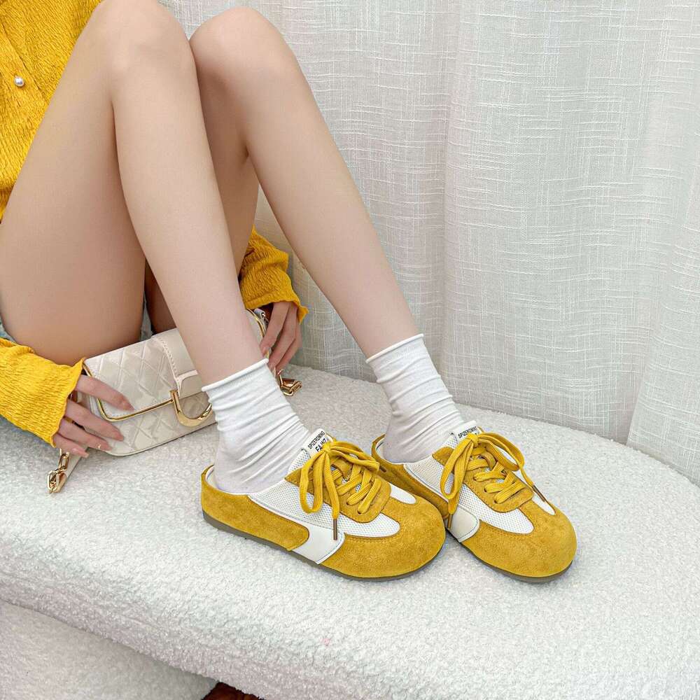 Designer Closed-Toe Half Slippers Summer Lazy Style Slip-On Mules Single for Women Outdoor Wear High-End Casual Shoes