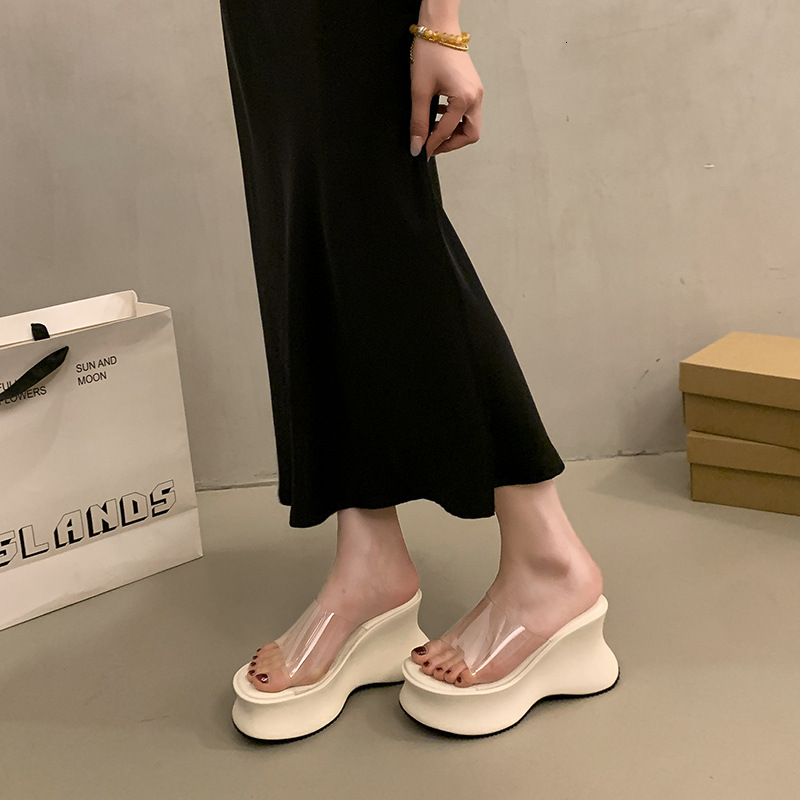 Ddmysports Summer New Thick Soled Wedge Transparent Strap Platform Fashion Outdoor Casual Beach High Heel Sandals For Women Outdoor Shoes