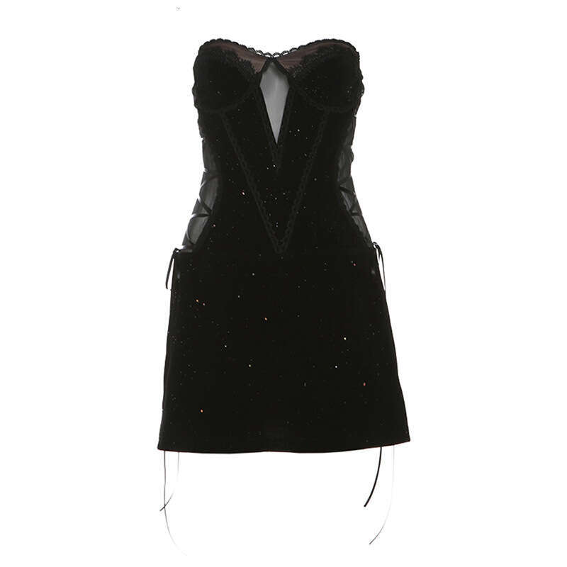 2024 Autumn Winter New Women's Solid Color Slim Street Fashion Off-Shoulder Tube Dress 7d9
