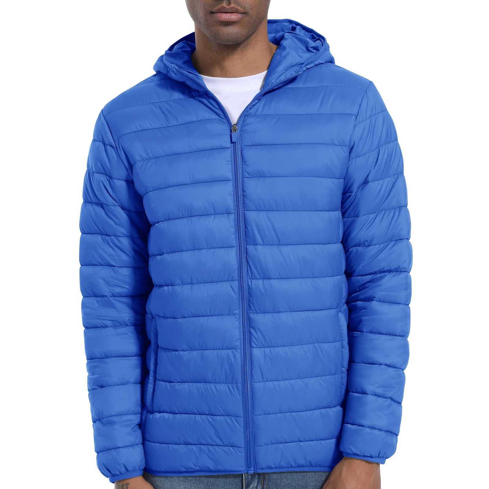 Mens Lightweight Jackets with Hood Full Zip Water-Resistant Casual Light Cotton Jacket Quilted Lined Winter Thermal Coats X250725