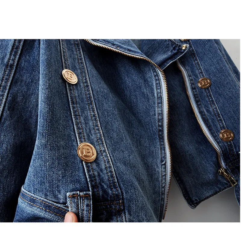 Spring Autumn High Waist Zipper Long Sleeve Denim Coat Womens Casual Short Loose Jean Top Motorcycle Jackets Female 250725
