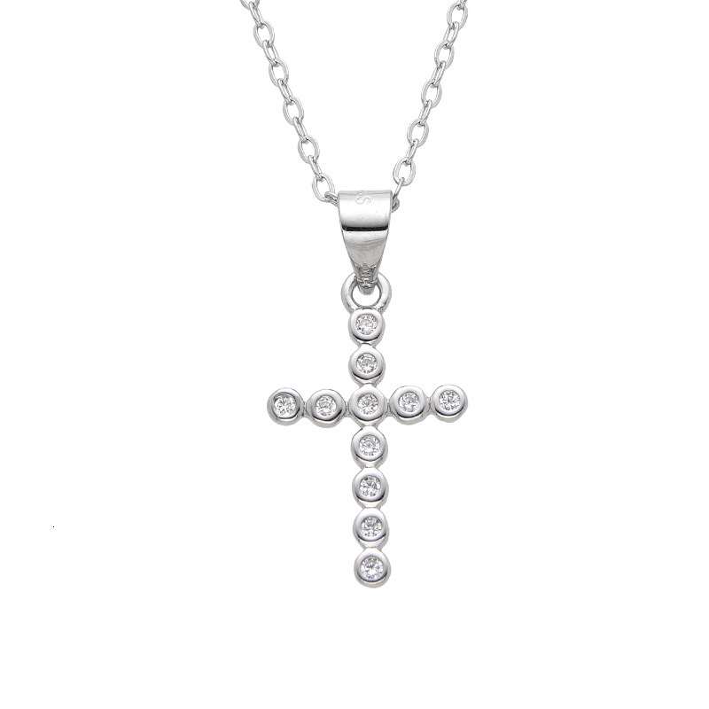 Sterling Sier Dia Necklace for Women Summer Simple Fashion High-end Cross Pendant Collarbone Chain Jewelry for Women