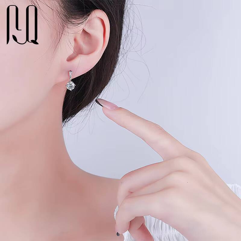 PYQ 1ct+1ct VVS Moissanite Stud Earrings With GRA Certificate 925 Silver Stud Earrings Moissanite Pendant Earrings for Women