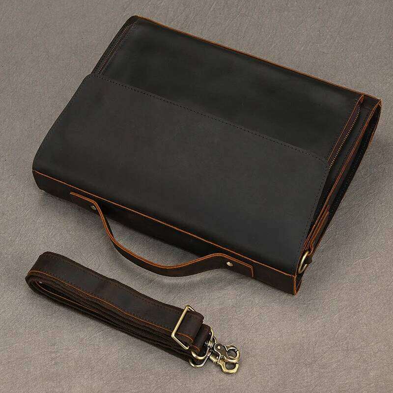 Luufan Genuine Men's Briefcase Bag Fit 14" Laptop Business Handbags Daily Working Tote Cow Leather Male Computer bags