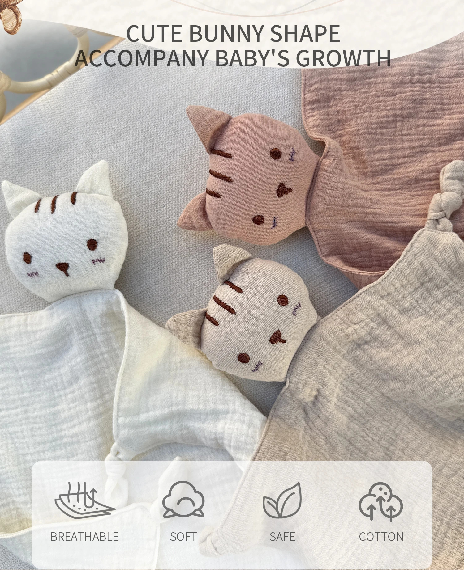 Muslin Baby Comfort Towel Cotton Comforter Blanket Soft born Sleeping Dolls Kids Fashion Sleep Toy Soothing Appease Bibs 250725