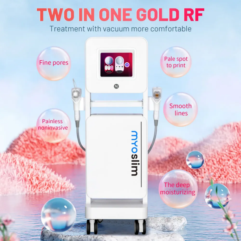 Professional 2 In 1 Gold RF Microneedling Machine Face Body Skin Tightening Stretch Mark Removal Spa Grade Equipment