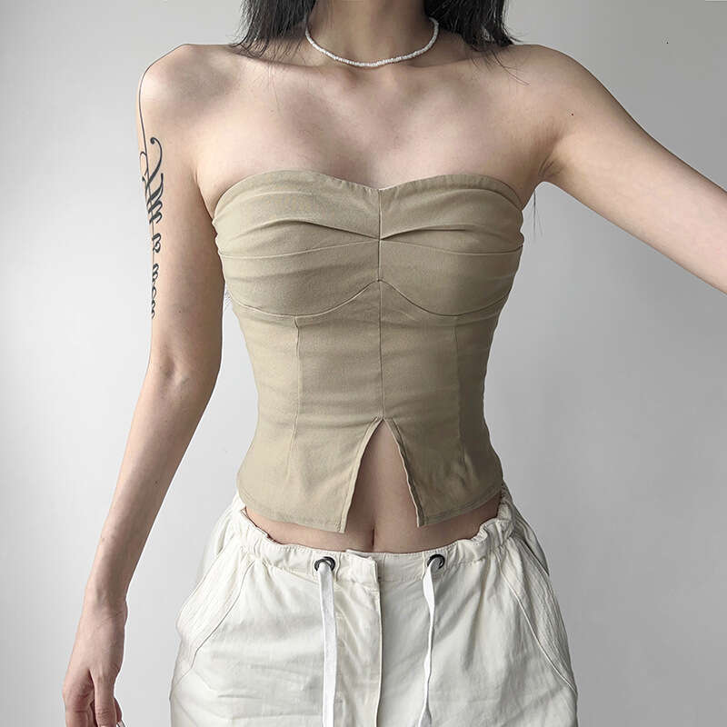 2023 Summer New Women's Solid Color Sexy Slim Waist-Cinching Crop Top Vest 441