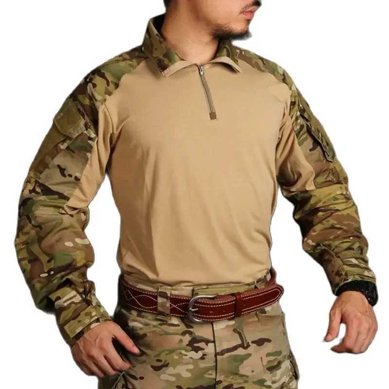 GEN3 Tactical Shirts Mens Long Sleeve Combat Shirt 1/4 Zipper Ripstop Hunting Clothes Training CP Camoufalge Airsoft T Shirts Y250724