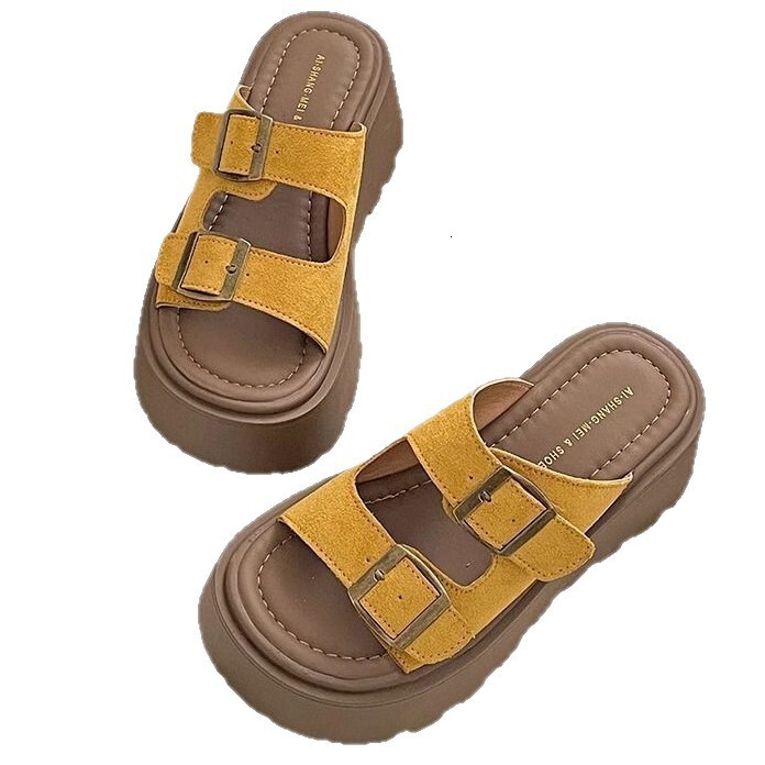 Ddmysports Casual Versatile Platform Sandals Summer New French Lazy Style Height Increasing Open Toe Slippers Outdoor Shoes