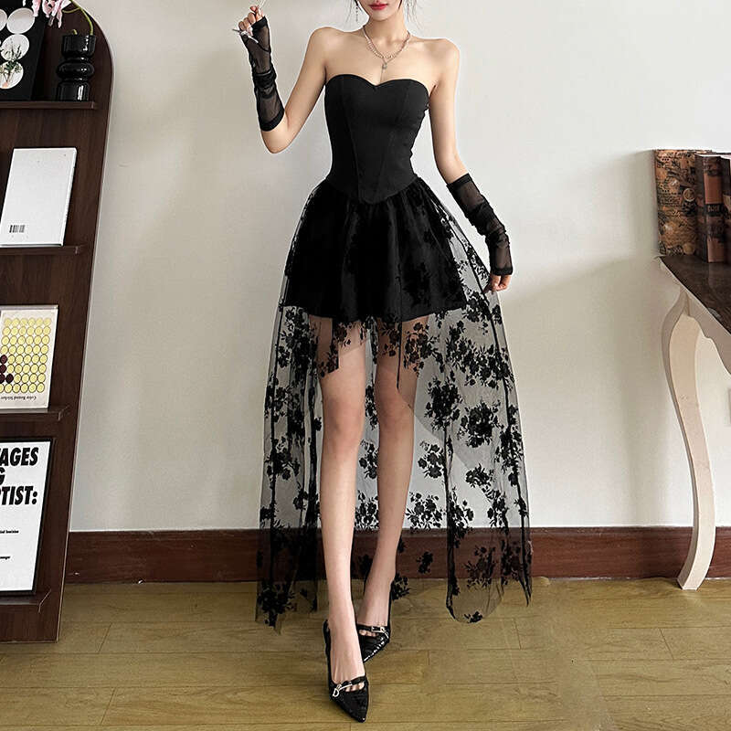 2025 Spring New Women's Solid Color Slim Fit Fashion Off-Shoulder Sleeveless Dress 462