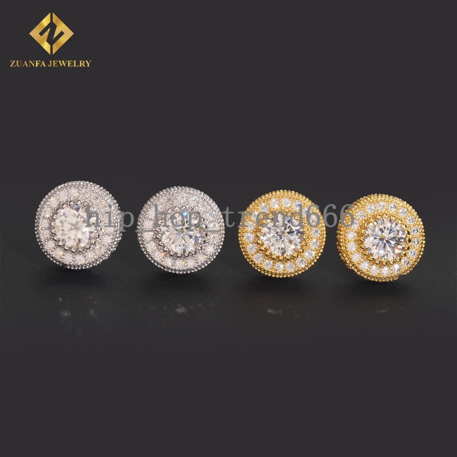 24h Shipping Halo Moissanite Earring Rapper Jewelry Round Cluster Stud Earring Solid 925 Silver VVS Moissanite Iced Out Earrings