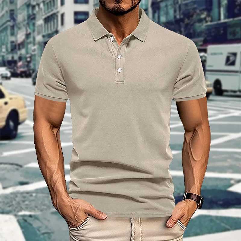 Mens Casual Short-Sleeved Polo Shirt Solid Color Lapel 2024 New Summer Fashion Sports Breathable T-Shirt Top XJ250725