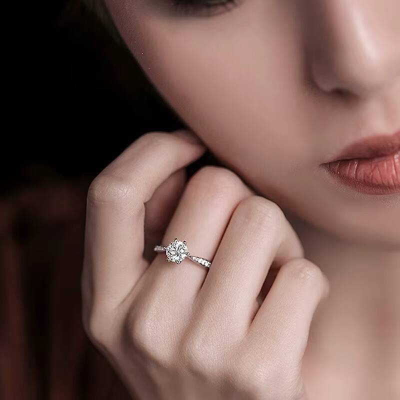 S925 Sterling Silver Ring VVS1 Moissanite Diamond Ring White Gold 1ct 2ct Moissanite Ring With GRA Certificated
