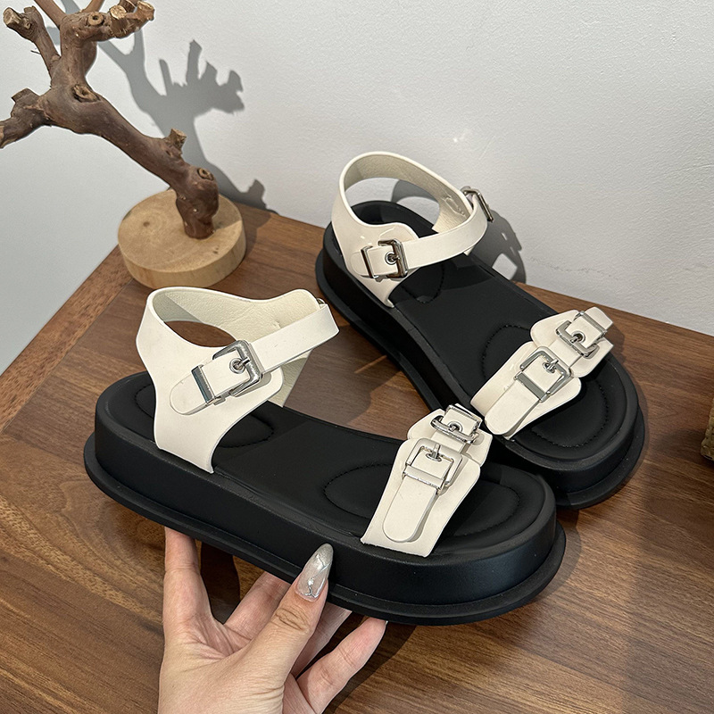 Ddmysports Elegant Versatile Sandals For Women New Summer Outdoor High End One Strap Platform Thick Soled Beach Roman Shoes Outdoor Shoes