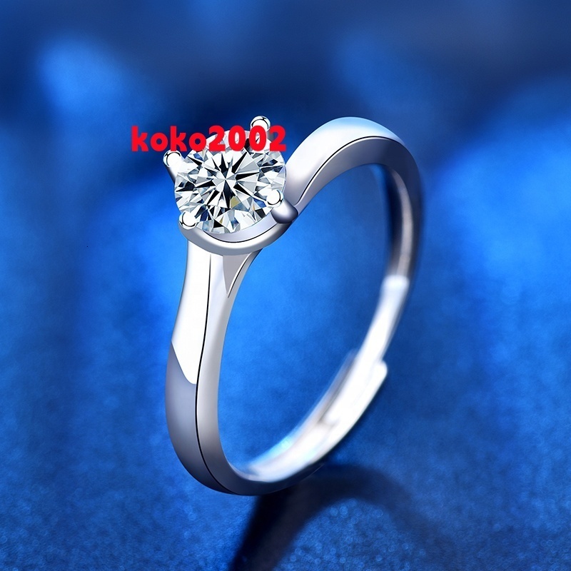 XJZ018 925 Sterling Silver Moissanite Rings for Women 1ct 6.5mm Round Cut Ring Diamond Test Passed Fashion Claw Setting