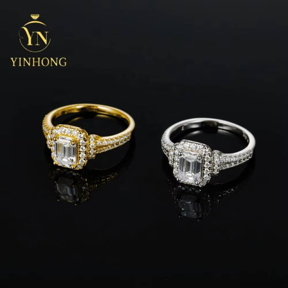 Gra Certificated 925 Sterling Silver Halo Moissanite Rings for Women Engagement Wedding Band