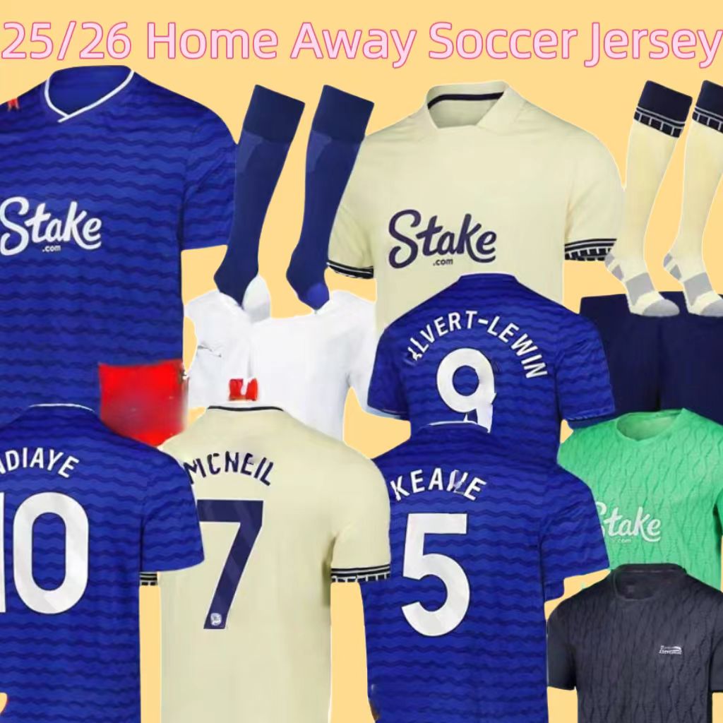 25 26 Toffee Evertonsss YOUNG KEANE Soccer Jersey Fans Home Away football jersey