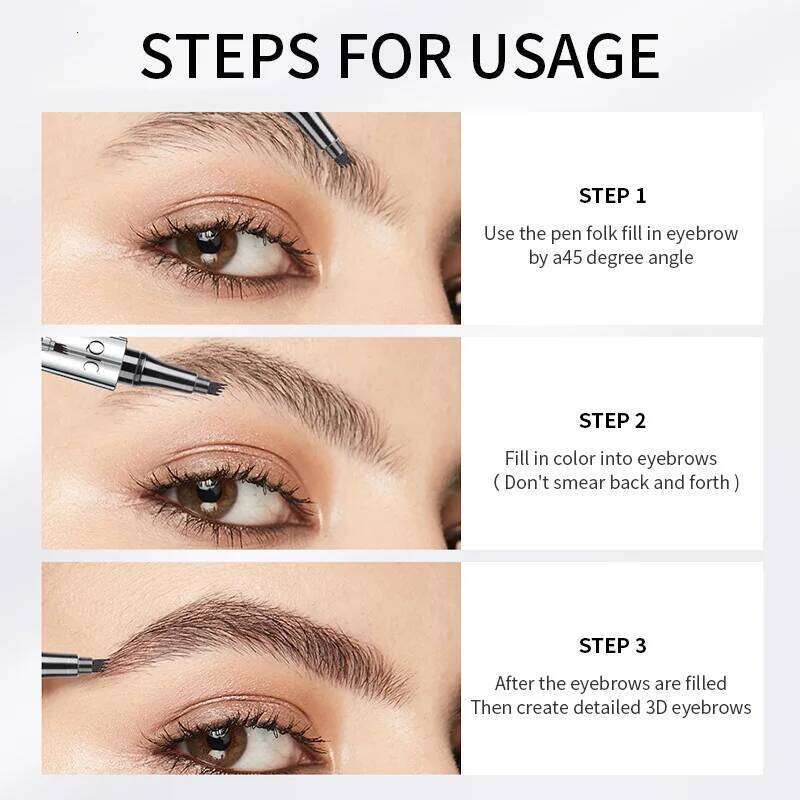 Four-Jaw Ultra-Fine Eyebrow Pencil 3D Waterproof Tip Tattoo Cosmetic Long Lasting Natural Dark Brown Liquid Eye Brow Pen X250725