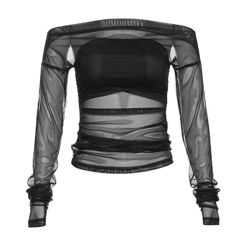 2023 Autumn New Women's Solid Color Slim Fit Street Fashion Off-Shoulder Backless Long Sleeve T-Shirt ef1