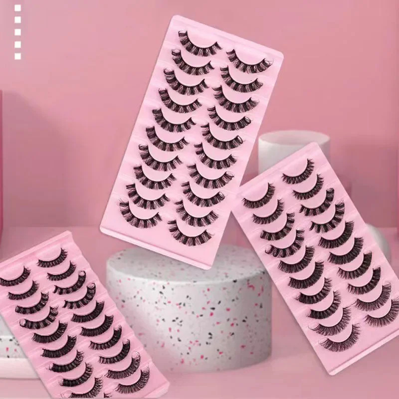10Pairs 3D Mink Lashes russian strip lash Dramatic False Eyelashes Faux Cils Makeup Wholesale Eyelash 250714