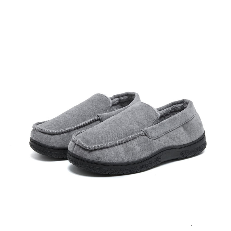 New Men's Closed-Toe Fur-Lined Mark Shoes Home Warm Outdoor Wear Fleece-Lined Non-Slip Thickened Cotton Slippers