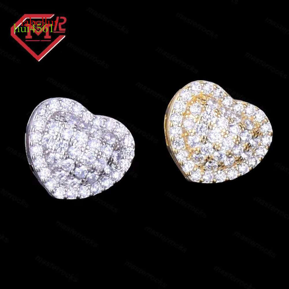 Heart shaped cute D-color daily earrings, ladies' pure sier silica earrings