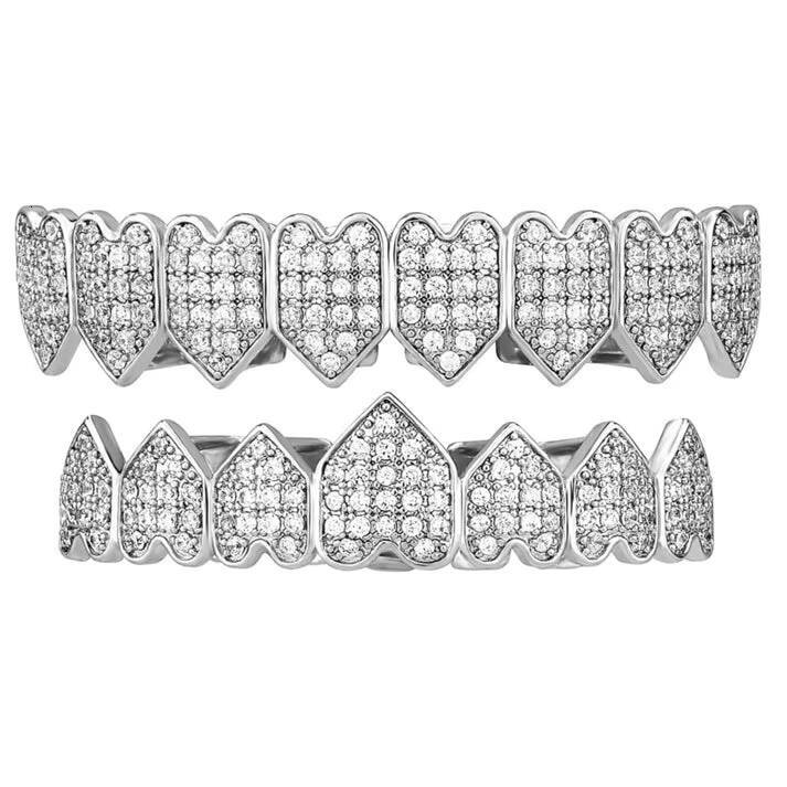 Custom Buss Down Big Stone Grillz 925 Sterling Silver 8 on 8 Fang Iced Out Vvs Moissanite Diamond Grillz for Men Teeth