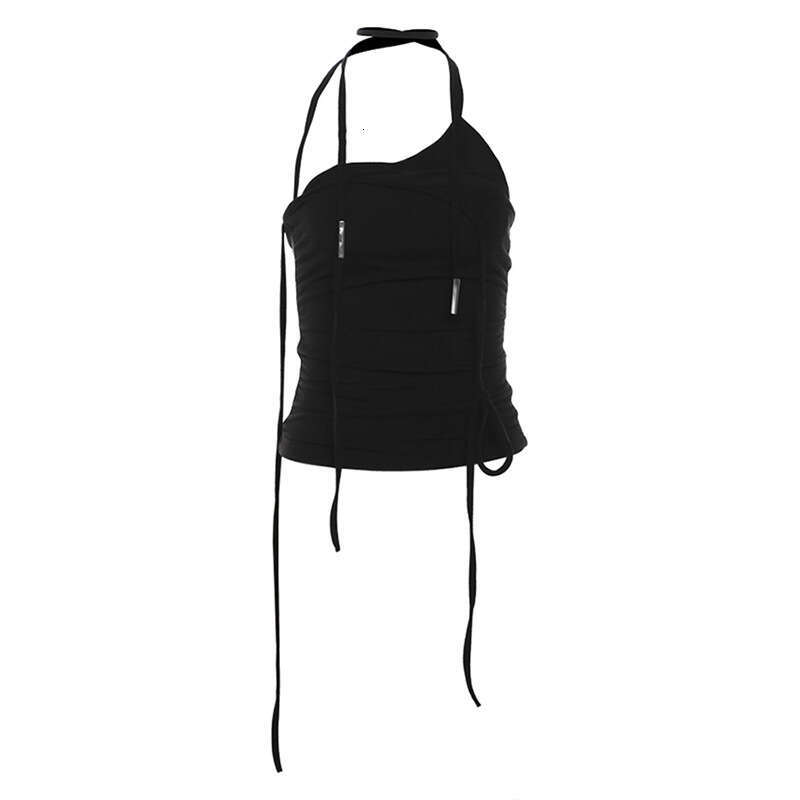 2024 Summer New Women's Solid Color Slim Fit Street Fashion Halter Sexy Backless Tank Top 38e