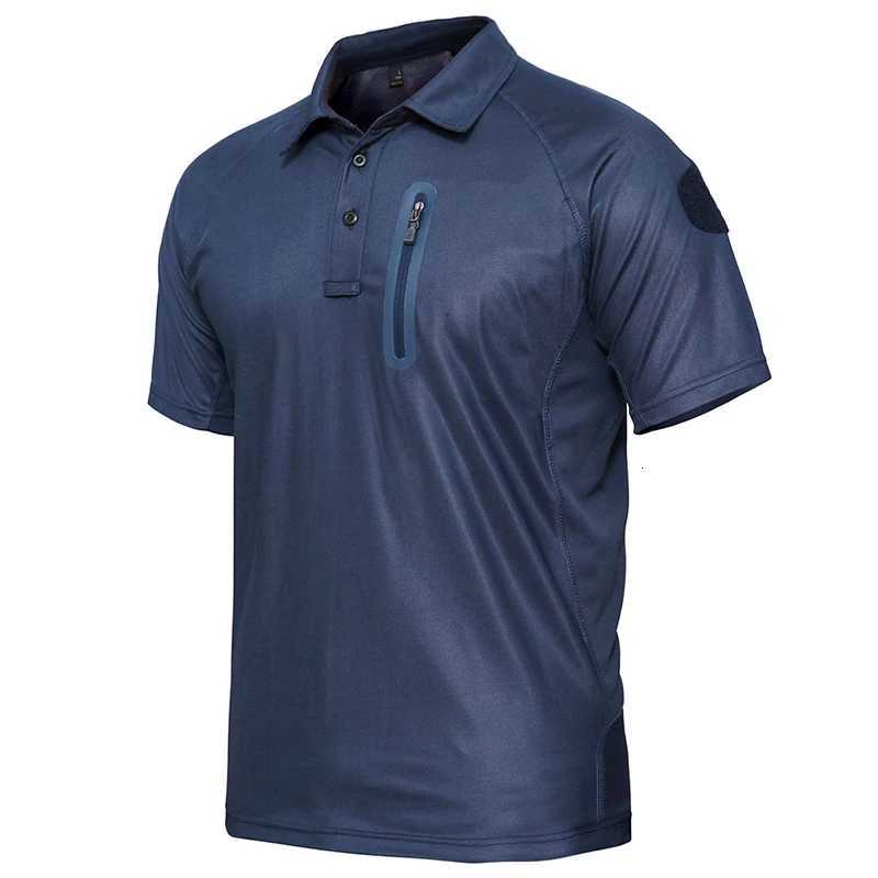 Summer Short Sleeve Tactical Shirt Men Performance Polo Shirts With Zipper Pocket Quick Dry Outdoor Travel Hiking Shirt USA Size XJ250725