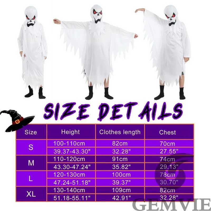 Halloween Boys Girls White Ghost Scary Cosplay Costume for Kid Child Stage Performance Carnival Par Dress Up Suit Z250725