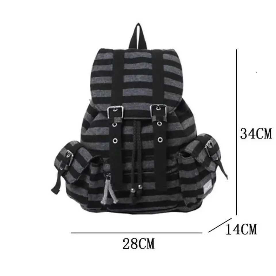 High Quality Korean Style Backpacks Drawstring Design Flat Stripe Bookbags Large Capacity Soft Tote Bags Unisex Y250724