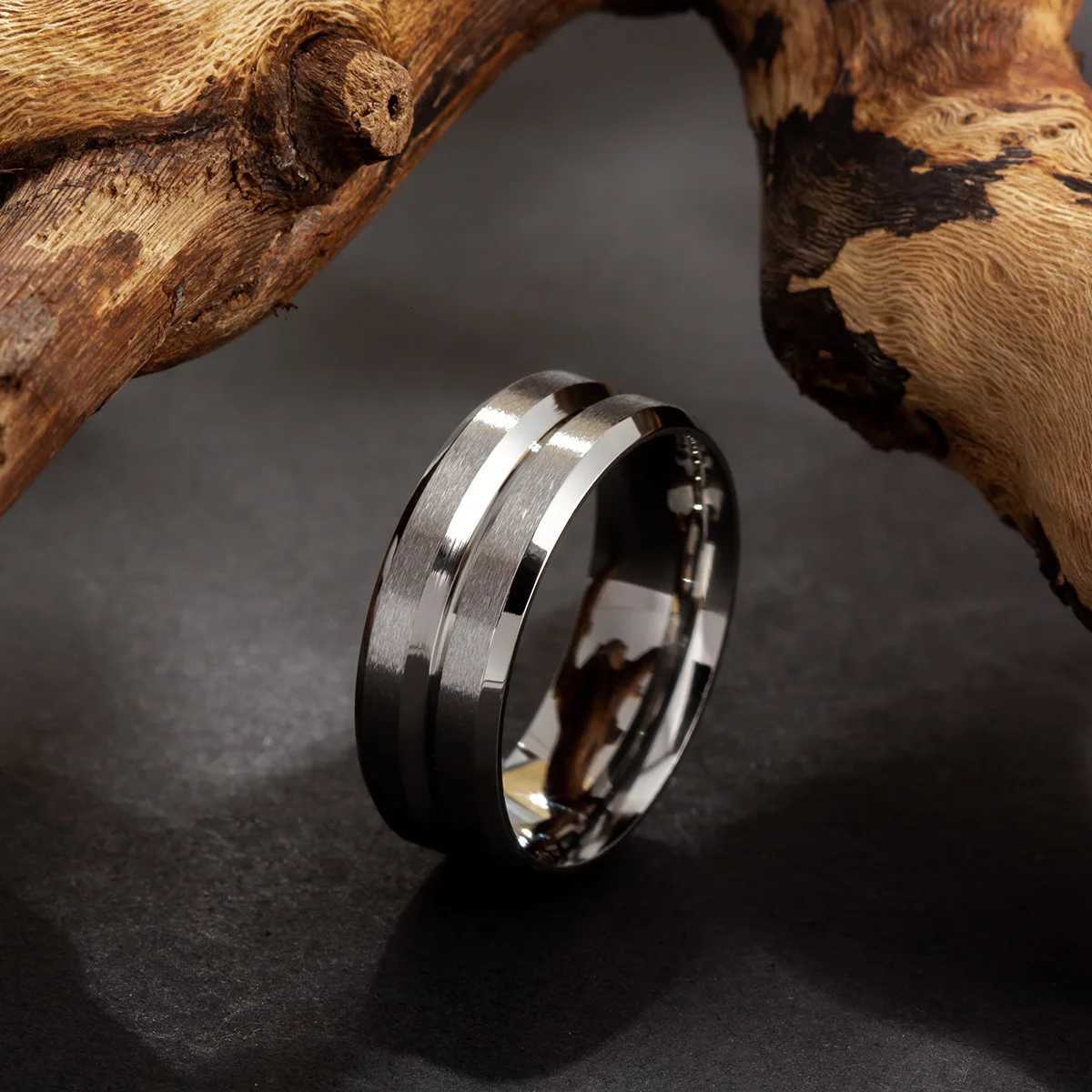 Titanium Steel Frosted Ring Middle Groove for Women Men Jewelry Gift Birthday Present Adjustable Size 5-14 Y250724
