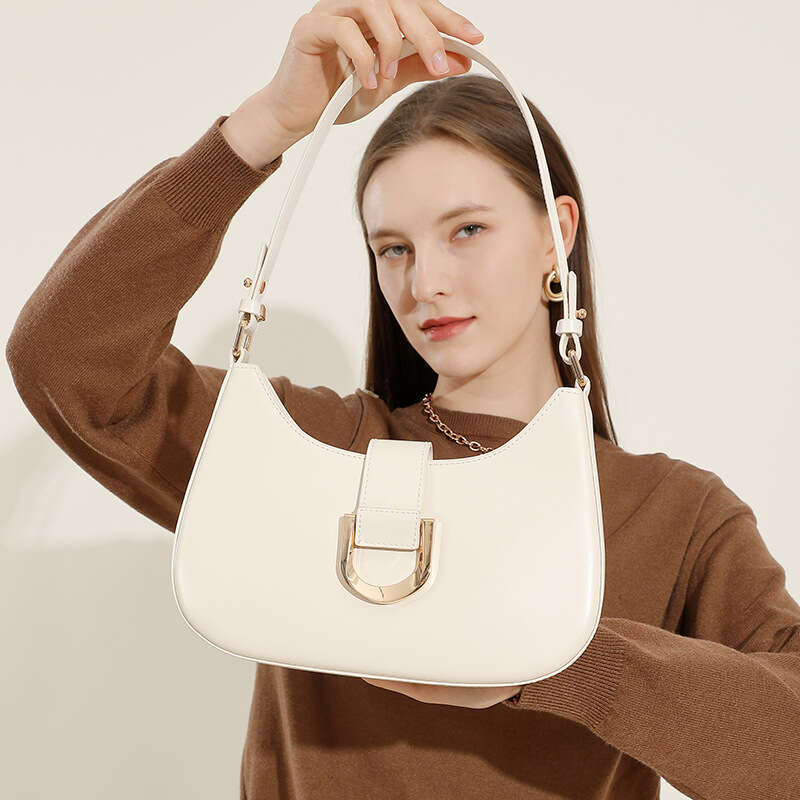 Luxury Designer Cowhide Baguette - Elegant Leather Handbag for Women with Adjustable Strap