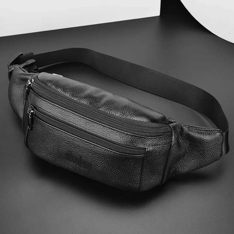 Fi Mens Genuine Leather Waist Packs Casual Business High Capacity Shoulder Bag with Adjustable Straps for Men Gifts Y250724